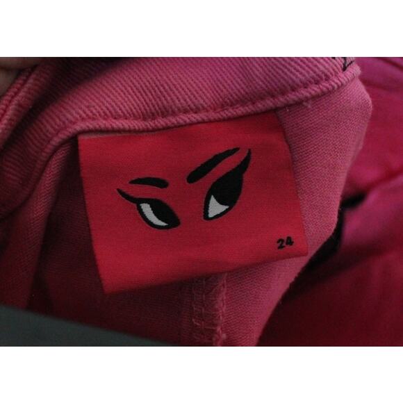 Lazy Oaf Kita Pink Heart Pinup Girl 2 PC Jacket Denim Jean Pants Set Small/24 - Picture 12 of 13